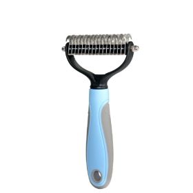 Pet Grooming Tool 2 Sided Undercoat Rake for Cats & Dogs - Safe Dematting Comb for Easy Mats & Tangles Removing -Pet Brush-Cat Grooming-Grooming (Color: Blue) Pet Grooming Tool 2 Sided Undercoat Rake for Cats & Dogs - Safe Dematting Comb for Easy Mats & Tangles Removing -Pet Brush-Cat Grooming-Grooming (Color: Blue)